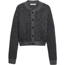 Mango Griz Button Knit Cardigan - Dark Heather Grey