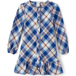 Gymboree Girl's Matching Family Plaid Twill Shirt Dress - Halo White