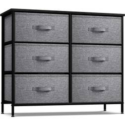 Sorbus Dresser with 6 Drawers Black Chest of Drawer 80x62.5cm