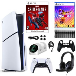 Sony PS5 Spider Man 2 Console with Nba 2K24 Game and Accessories Kit White White