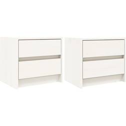 vidaXL Solid Pine Wood White Bedside Table 31x40cm 2pcs