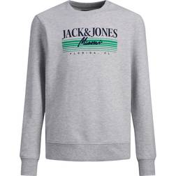 Jack & Jones Boy's Logo Crewneck Sweatshirt - Grey/White Melange