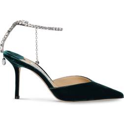 Jimmy Choo Saeda 85 Velvet - Dark Green