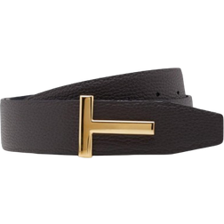 Tom Ford Soft Grain Leather T Icon Belt - Brown/Black