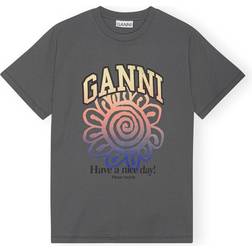 Ganni Relaxed Flower T-Shirt - Volcanic Ash
