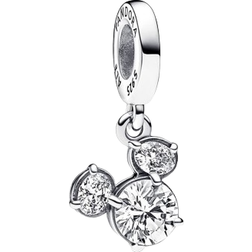 Pandora Disney Mickey Mouse Sparkling Head Silhouette Dangle Charm - Silver/Transparent