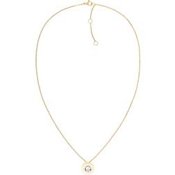 Tommy Hilfiger Logo Pendant Necklace - Gold/White/Transparent