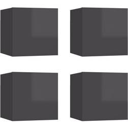 vidaXL 804507 High Gloss Grey Wall Cabinet 30.5x30cm 4pcs