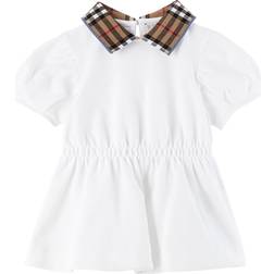 Burberry Baby Check Collar Cotton Polo Shirt Dress - White (80784591)