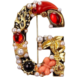 Tianci Initial Brooch - Gold/Multicolour