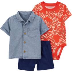 Carter's Baby's Pineapple Little Short Set 3-piece - Red/Chambray