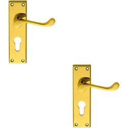 Loops Pair Victorian Scroll Lever on Euro Lock Backplate 2pcs