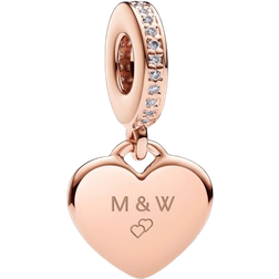 Pandora Engravable Heart Tag Dangle Charm - Rose Gold/Transparent