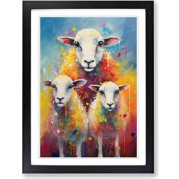 Brambly Cottage Sheep Impressionism No.2 Black Framed Art 25x34cm