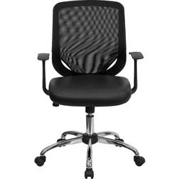 Emma + Oliver Black Mesh Tapered Back Swivel Office Chair