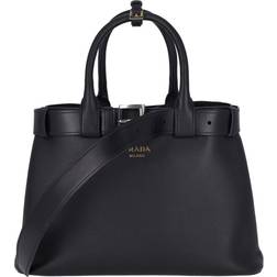 Prada Buckle Medium Handbag with Belt - Black