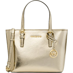 Michael Kors Jet Set Travel Extra Small Metallic Top Zip Tote Bag - Pale Gold