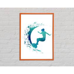 Ivy Bronx Surfing The Wave Orange Framed Art 29.7x42cm