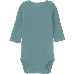 Name It Kid's Long Sleeved Romper - Mineral Blue (13227877)