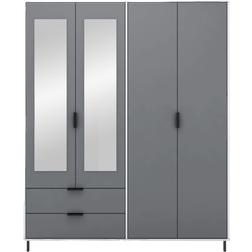 SECONIQUE Madrid Grey/White Gloss Wardrobe 160x196cm