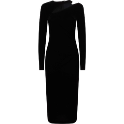 Reiss Macey Velvet Cut Out Midi Dress - Black
