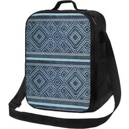 BearLad Kids Lunch Bag Coptic Pattern Design Blue Insulated Tote Box