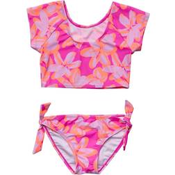 Snapper Rock Kid's Hibiscus Hype Crop SS Rash Top Set - Pink (G18003-04)