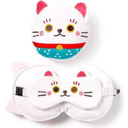 Puckator Relaxeazzz Travel Pillow & Eye Mask Maneki Neko Lucky Cat