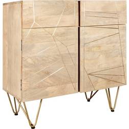 2 Door Light Gold Sideboard 90x80cm