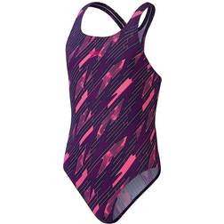 Speedo Kid's HyperBoom Allover Medalist Swimsuit - Navy/Pink (800372816768)