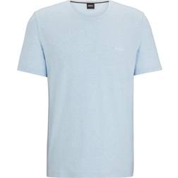 BOSS Stretch-Cotton T-shirt with Embroidered Logo - Light Blue