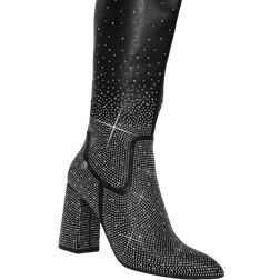 Shein Rhinestone Decor Side Zipper Chunky Boots