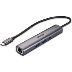 Lindy USB 3.2 Gen 2 Type C Hub & Gigabit Ethernet Converter