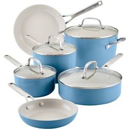 KitchenAid Hard Anodized Ceramic Blue Velvet Cookware Set with lid 10 Parts