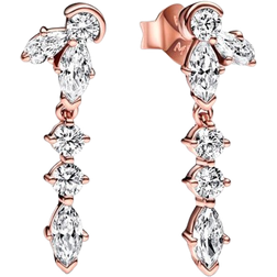 Pandora Sparkling Herbarium Cluster Earrings - Rose Gold/Transparent