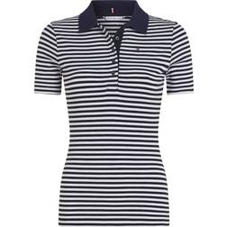 Tommy Hilfiger Women's Stripe Rib Slim Polo - White