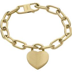 Fossil Harlow Linear Texture Heart Station Bracelet - Gold