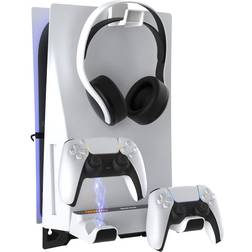 NexiGo Wall Mount Set for Playstation 5 (Disc & Digital), Dual Controller, Sturdy Steel Wall Stand Holder Mount with Headphone Hanger, Set Your PS5 Console Near or Behind TV