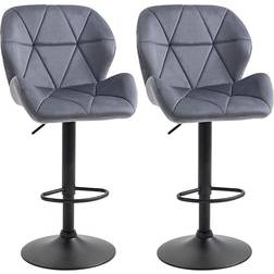 Homcom Armless Upholstered Dark Grey Bar Stool 114cm 2pcs