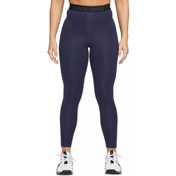 Nike Pro 365 Women's High Waisted 7/8 Mesh Panel Leggings - Purple Ink/Black