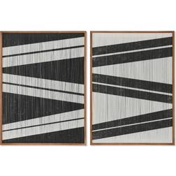 Home ESPRIT Stripes White/ Black Framed Art 60x60cm 2pcs