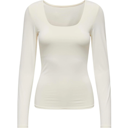 Only Lea Square Neck Rib Top - White/Cloud Dancer