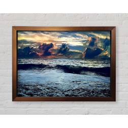 House of Hampton Dark Blue Sea Bronze Framed Art 84.1x59.7cm