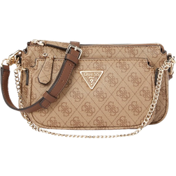 Guess Noelle Double Pouch Crossbody Shoulder Bag - Latte Logo Brown