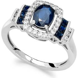 Macy's Ring - White Gold/Sapphire/Diamonds