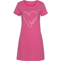 Vivance Heart Print Dreams Long Nightie - Pink