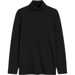 H&M Men's Slim Fit Cotton Polo-Neck Top - Black