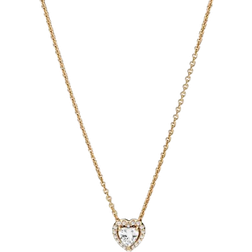 Pandora Elevated Heart Necklace - Gold/Transparent