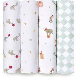 Aden + Anais Essentials Cotton Muslin Swaddles 4-pack Elephant Circus