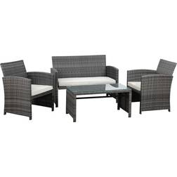 Shintenchi 4 Pieces Outdoor Lounge Set, 1 Table incl. 2 Chairs & 1 Sofas